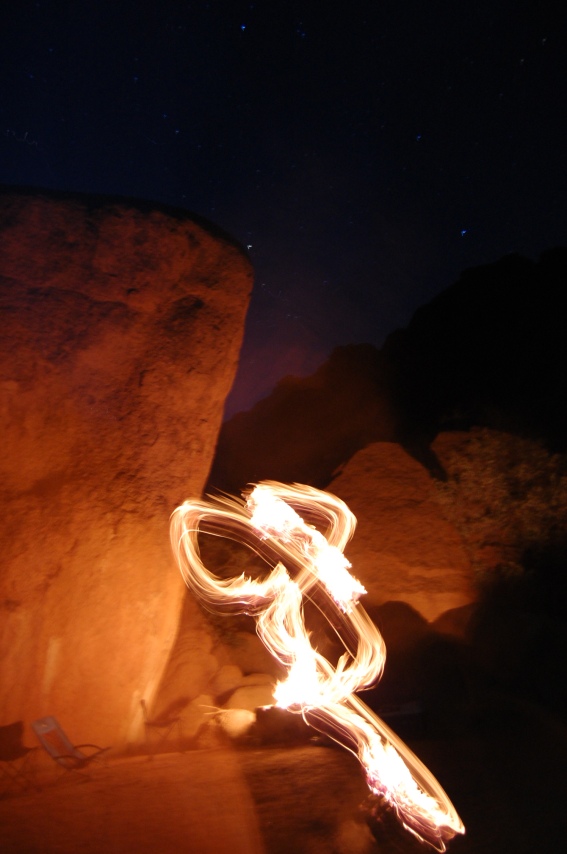 Caveman fire and stars at Spitzkoppe